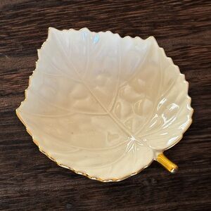 Lenox Aspen Maple Leaf Dish 24k Gold Trimmed